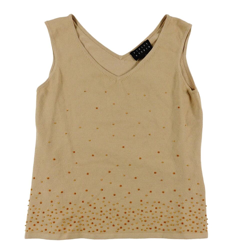 Finity Studio Santorini Sweater Rayon Sleeveless Beach Tan Large NWT NEW